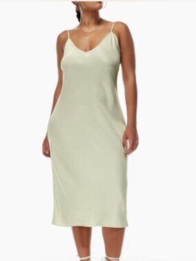 Aritzia Wilfred Satin Slip Dress Midi Mint Green Size Large